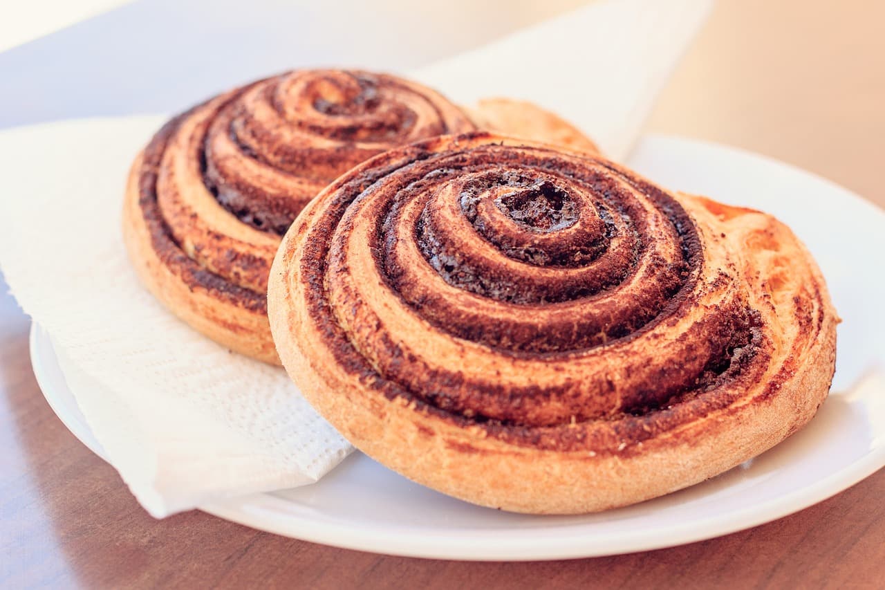 Cinnamon swirl pastries on a plate
